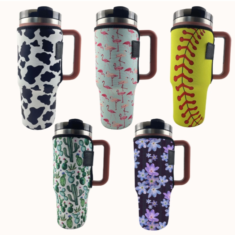 Brugerdefineret sublimering Print Leopard Cow Print Neopren Tumbler Sleeve Holder til 40 oz kop